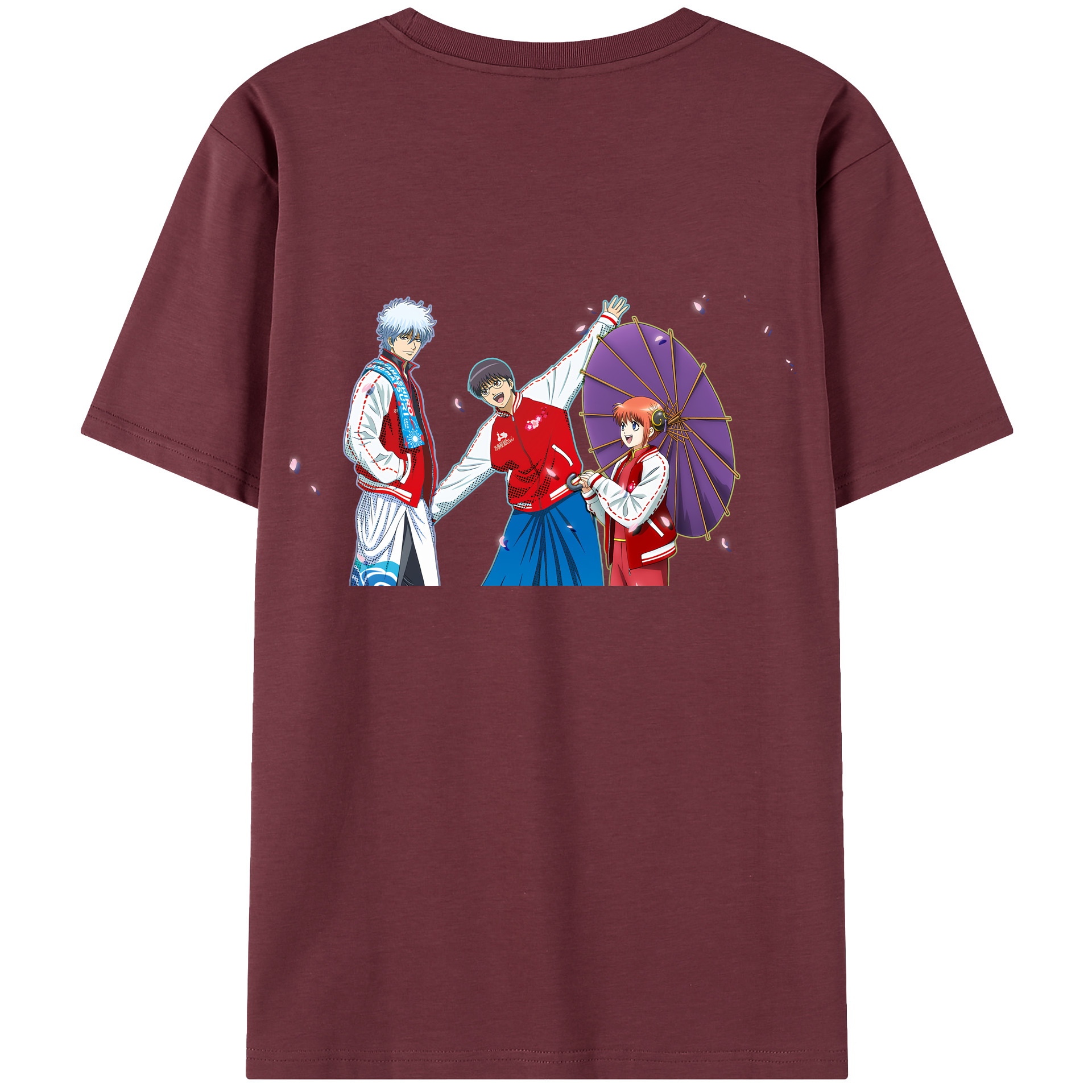 （画像用） ぎんたま 坂田銀時（さかたぎんとき） 神楽 志村新八（しむら しんぱち） GINTAMA Sakata Gintoki Kagura Shimura Shinpachi 綿100％半袖Tシャツ（背面プリント）